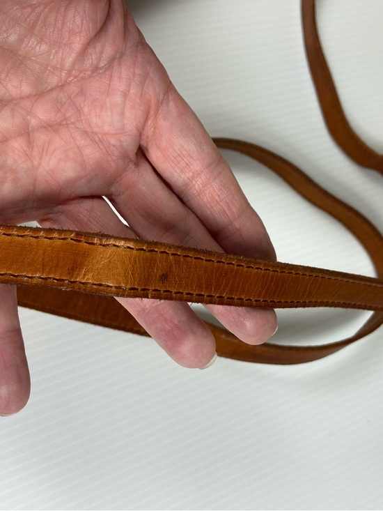 Y2K Woven Leather Crossbody Bag Cognac Brown Boho Small Zip Vilenca Holland - Picture 8 of 14